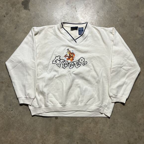 Vintage 90s Disney Tigger Pooh White Boxy Sweatshirt - Picture 1 of 3